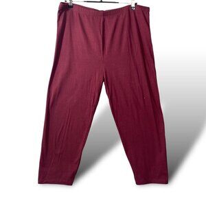 Zanana Premium Capri Leggings Womens Sz 3X Burgundy Cotton High-Rise Pants NWOT